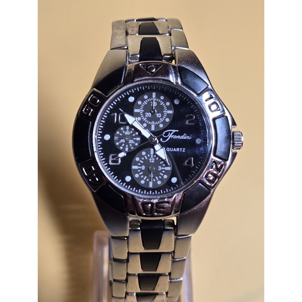 Fondini Two Tone Quartz Analog Men's Watch Sz. 8"+ Band. New Battery